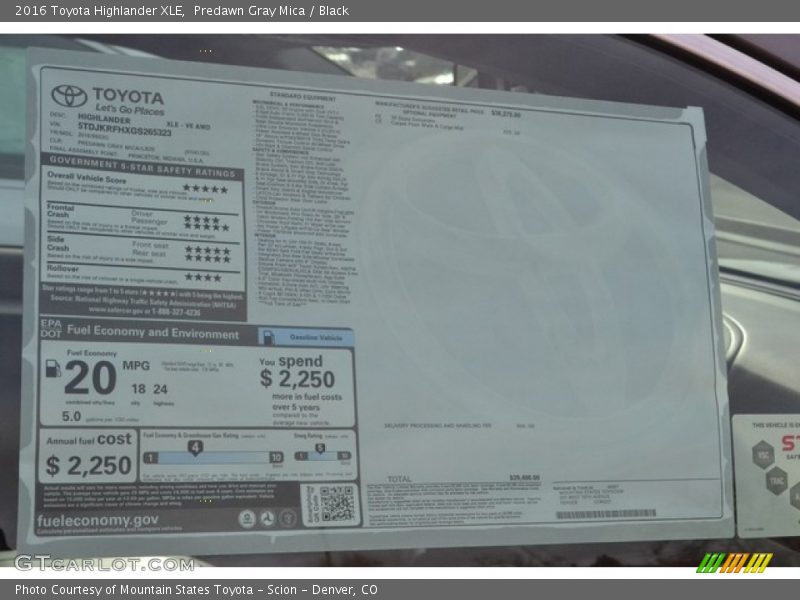 Predawn Gray Mica / Black 2016 Toyota Highlander XLE