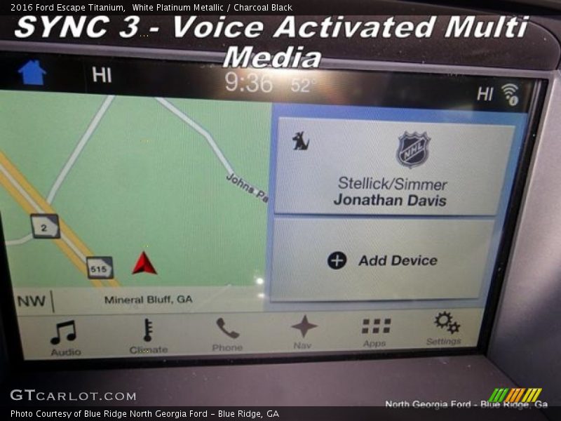 White Platinum Metallic / Charcoal Black 2016 Ford Escape Titanium