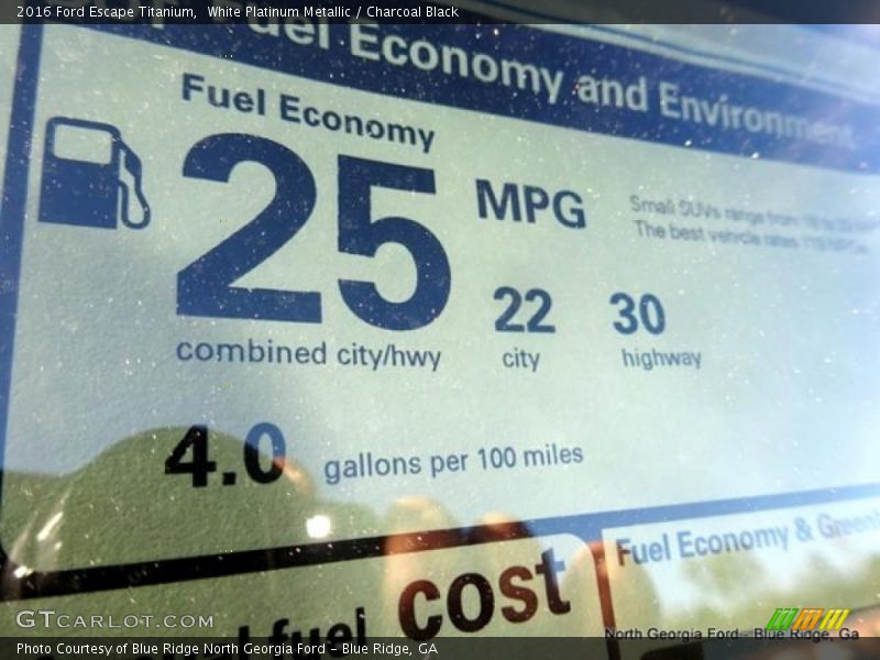 White Platinum Metallic / Charcoal Black 2016 Ford Escape Titanium