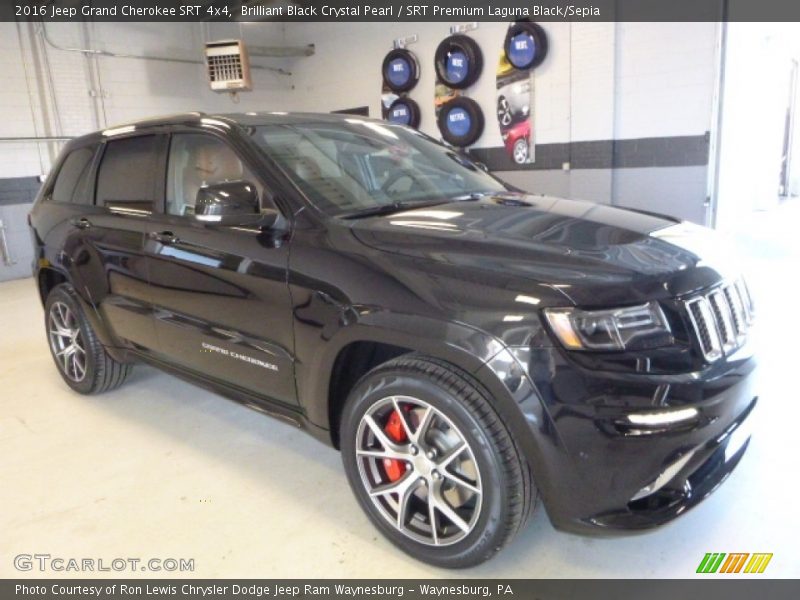 Brilliant Black Crystal Pearl / SRT Premium Laguna Black/Sepia 2016 Jeep Grand Cherokee SRT 4x4