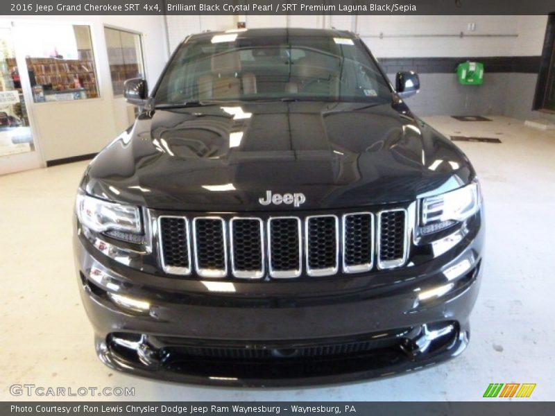 Brilliant Black Crystal Pearl / SRT Premium Laguna Black/Sepia 2016 Jeep Grand Cherokee SRT 4x4