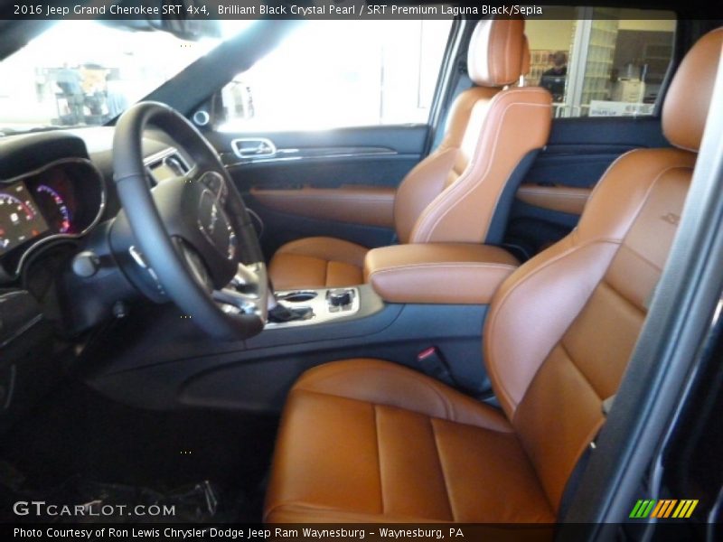 Brilliant Black Crystal Pearl / SRT Premium Laguna Black/Sepia 2016 Jeep Grand Cherokee SRT 4x4