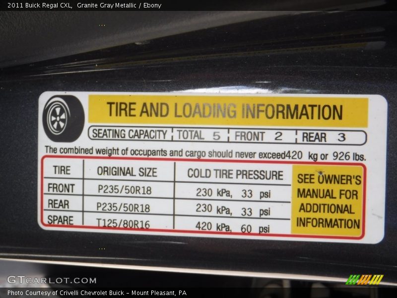 Granite Gray Metallic / Ebony 2011 Buick Regal CXL