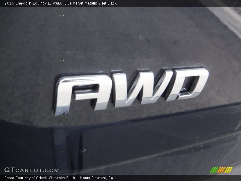 Blue Velvet Metallic / Jet Black 2016 Chevrolet Equinox LS AWD