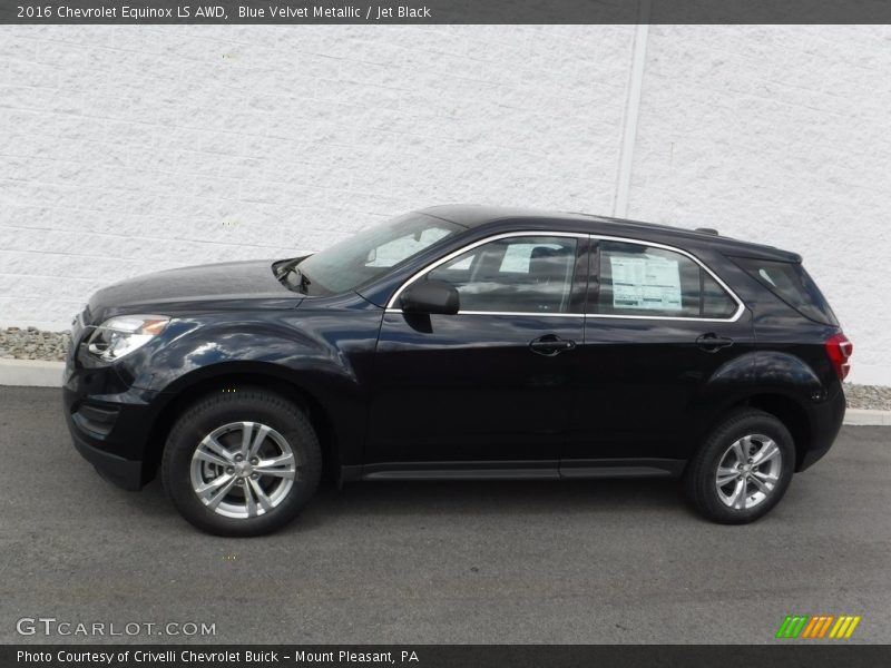 Blue Velvet Metallic / Jet Black 2016 Chevrolet Equinox LS AWD