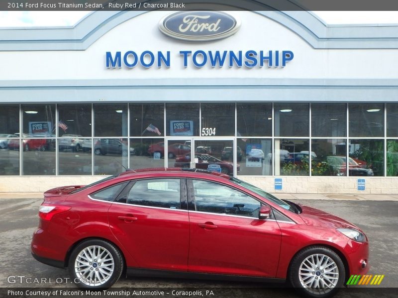Ruby Red / Charcoal Black 2014 Ford Focus Titanium Sedan