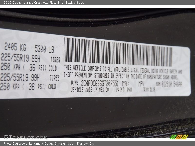 Pitch Black / Black 2016 Dodge Journey Crossroad Plus