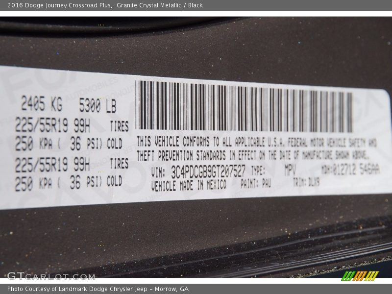 Granite Crystal Metallic / Black 2016 Dodge Journey Crossroad Plus