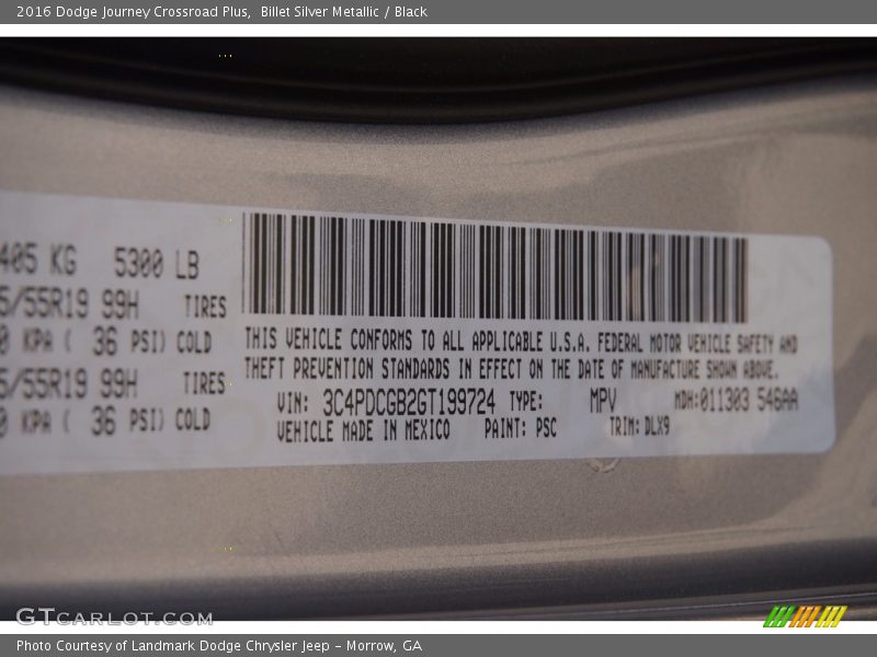 Billet Silver Metallic / Black 2016 Dodge Journey Crossroad Plus