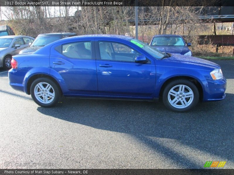 Blue Streak Pearl / Black/Light Frost Beige 2012 Dodge Avenger SXT