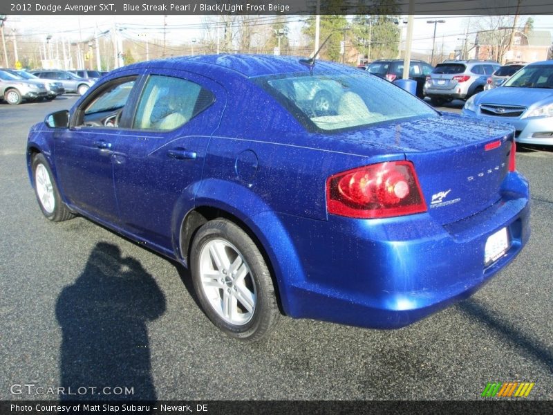 Blue Streak Pearl / Black/Light Frost Beige 2012 Dodge Avenger SXT