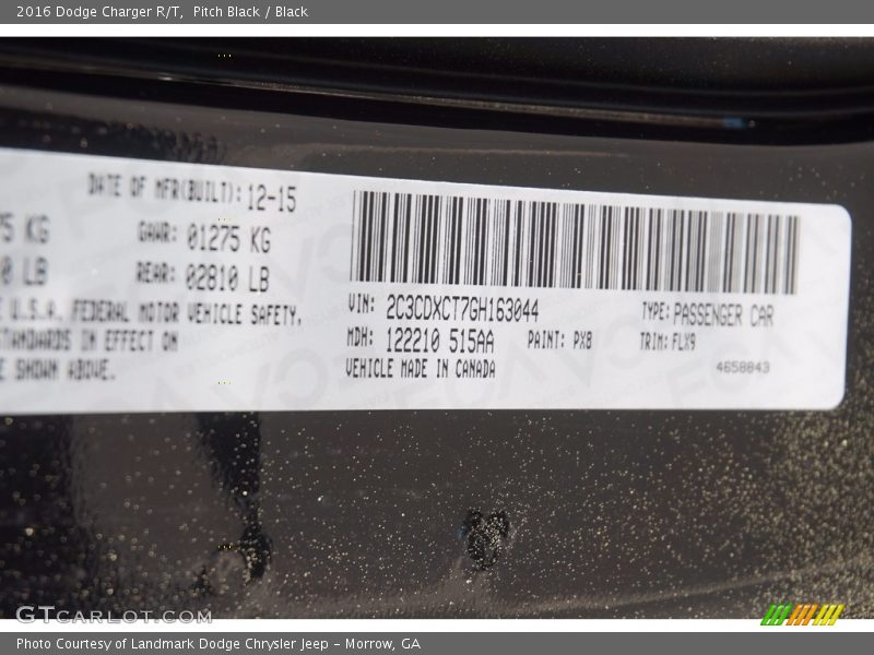 Pitch Black / Black 2016 Dodge Charger R/T