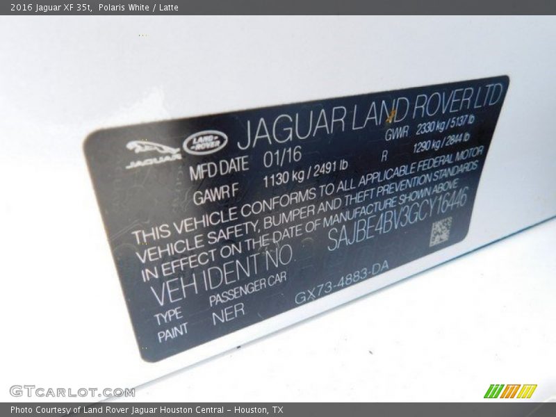 Polaris White / Latte 2016 Jaguar XF 35t