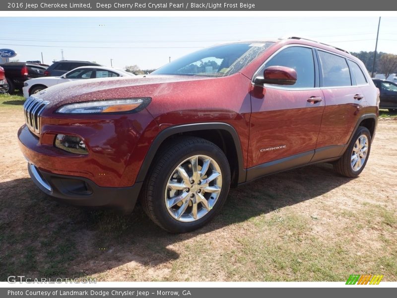 Deep Cherry Red Crystal Pearl / Black/Light Frost Beige 2016 Jeep Cherokee Limited