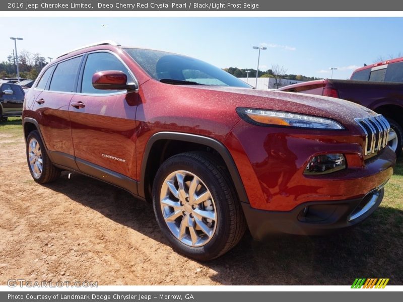 Deep Cherry Red Crystal Pearl / Black/Light Frost Beige 2016 Jeep Cherokee Limited