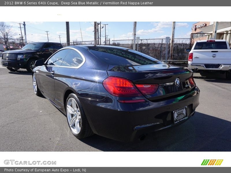 Deep Sea Blue Metallic / Vermillion Red Nappa Leather 2012 BMW 6 Series 640i Coupe