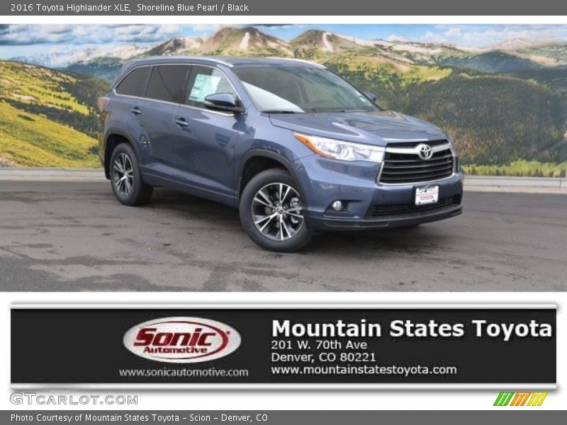 Shoreline Blue Pearl / Black 2016 Toyota Highlander XLE