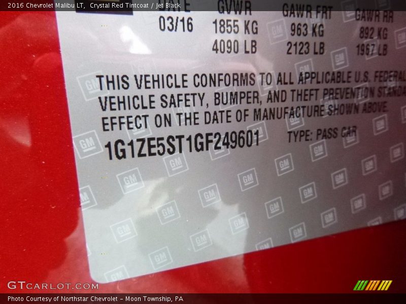 Crystal Red Tintcoat / Jet Black 2016 Chevrolet Malibu LT