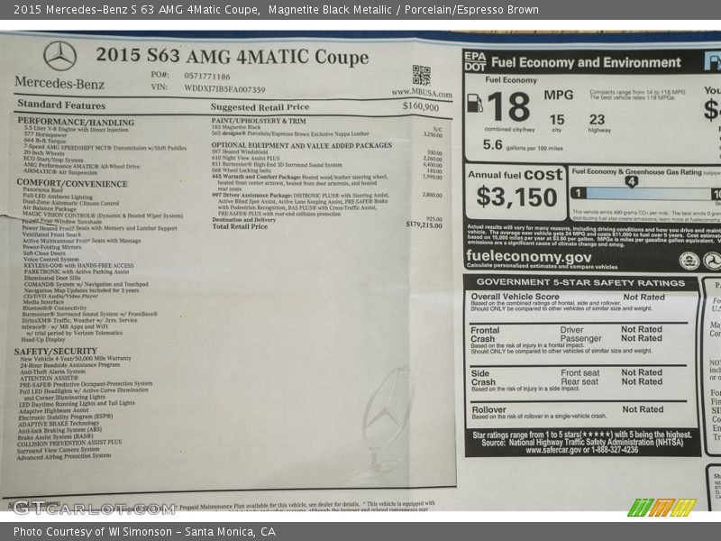 Magnetite Black Metallic / Porcelain/Espresso Brown 2015 Mercedes-Benz S 63 AMG 4Matic Coupe