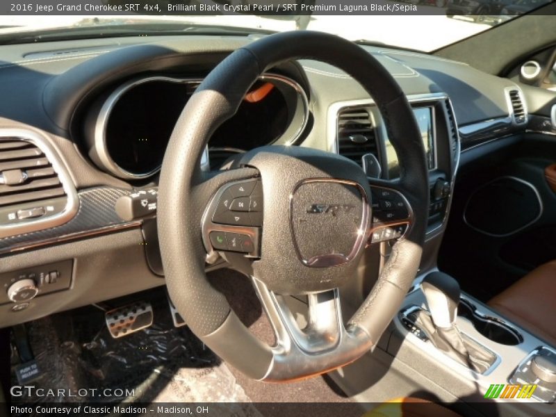 Brilliant Black Crystal Pearl / SRT Premium Laguna Black/Sepia 2016 Jeep Grand Cherokee SRT 4x4