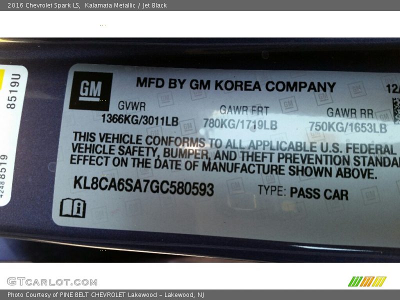 Kalamata Metallic / Jet Black 2016 Chevrolet Spark LS