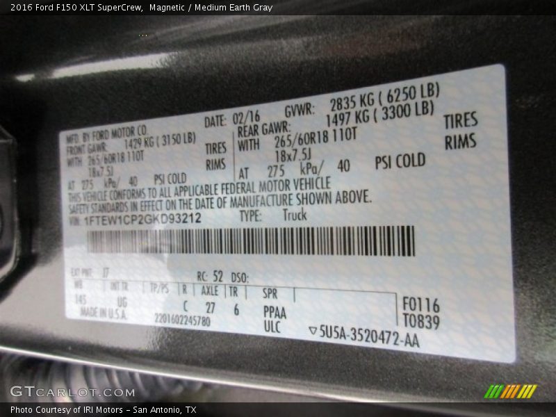 Magnetic / Medium Earth Gray 2016 Ford F150 XLT SuperCrew