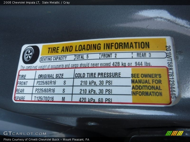 Slate Metallic / Gray 2008 Chevrolet Impala LT