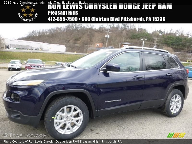 True Blue Pearl / Black 2016 Jeep Cherokee Latitude 4x4