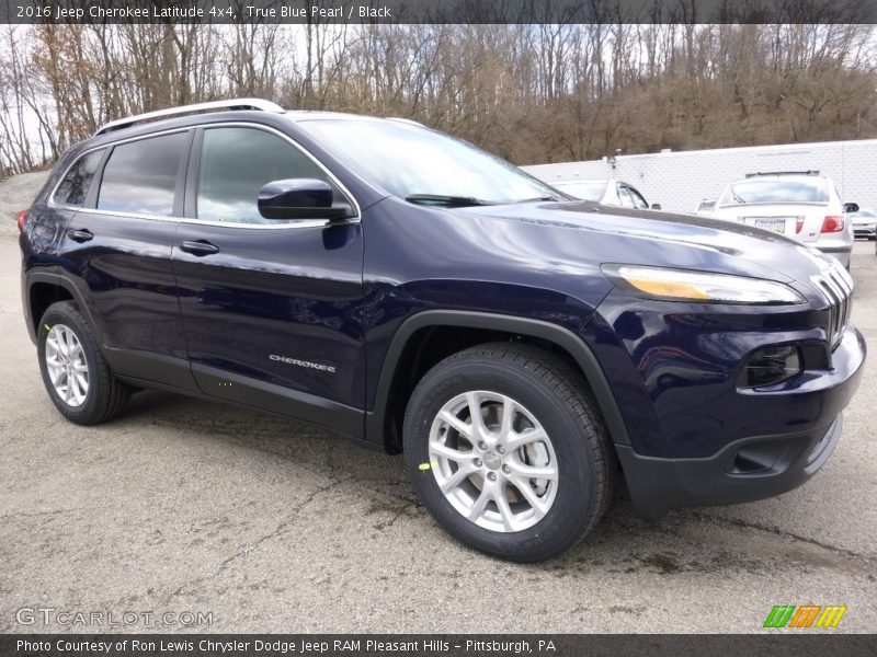 True Blue Pearl / Black 2016 Jeep Cherokee Latitude 4x4