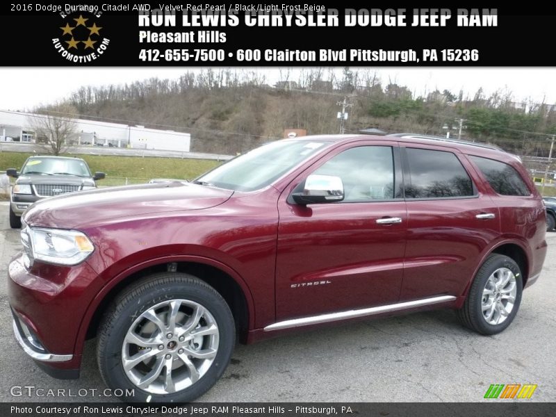 Velvet Red Pearl / Black/Light Frost Beige 2016 Dodge Durango Citadel AWD
