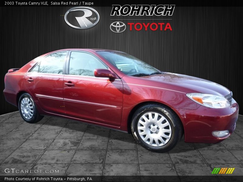 Salsa Red Pearl / Taupe 2003 Toyota Camry XLE