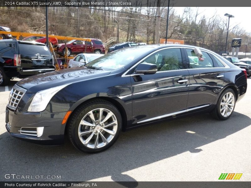 Sapphire Blue Metallic / Shale/Cocoa 2014 Cadillac XTS Luxury AWD