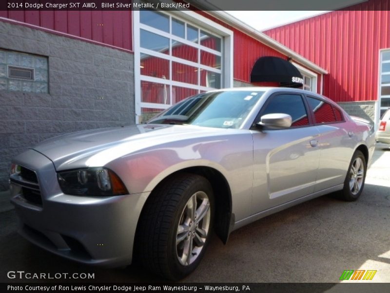 Billet Silver Metallic / Black/Red 2014 Dodge Charger SXT AWD