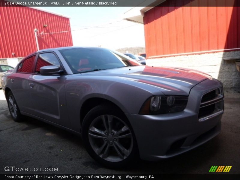 Billet Silver Metallic / Black/Red 2014 Dodge Charger SXT AWD