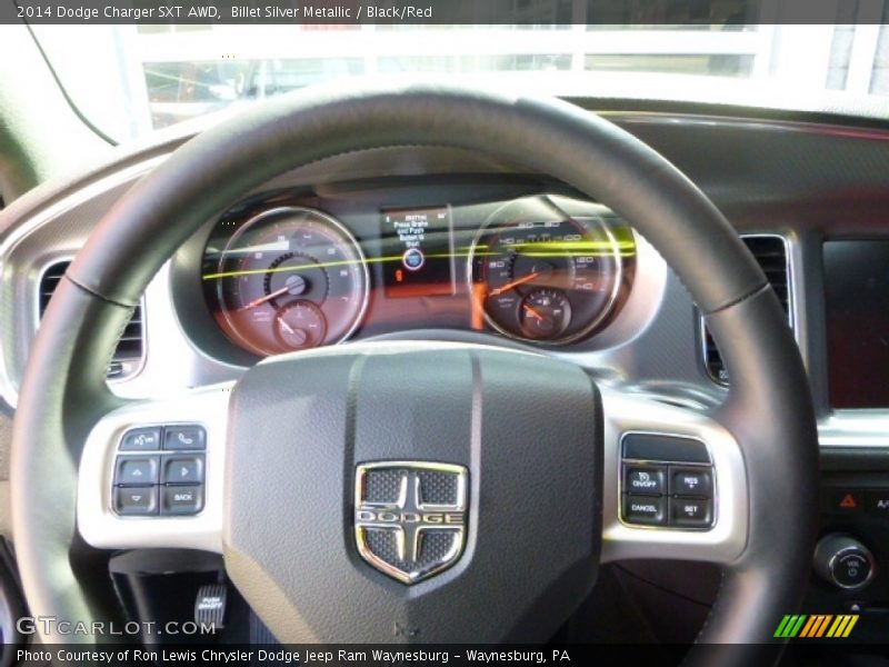 Billet Silver Metallic / Black/Red 2014 Dodge Charger SXT AWD
