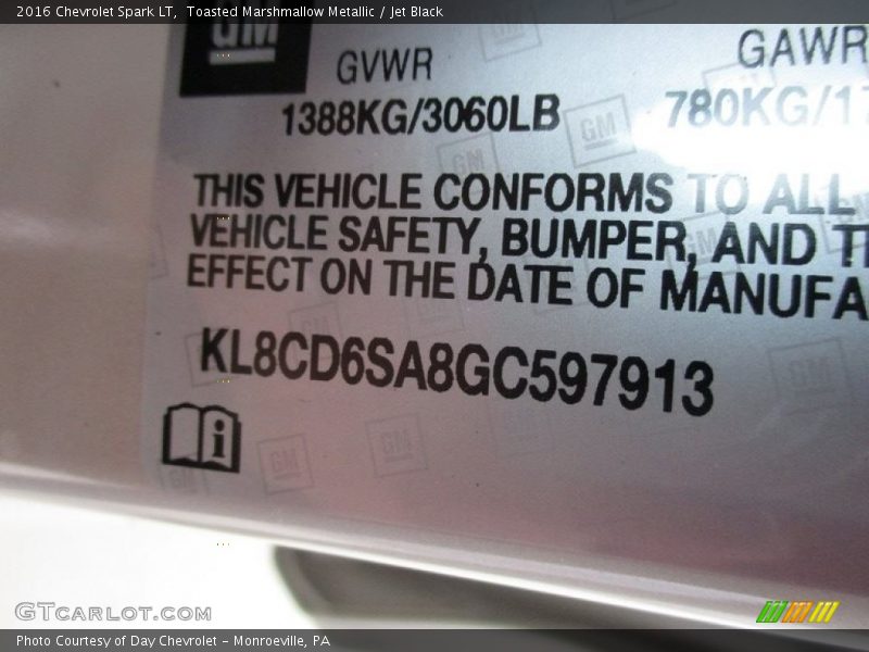 Toasted Marshmallow Metallic / Jet Black 2016 Chevrolet Spark LT