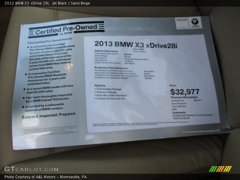 Jet Black / Sand Beige 2013 BMW X3 xDrive 28i