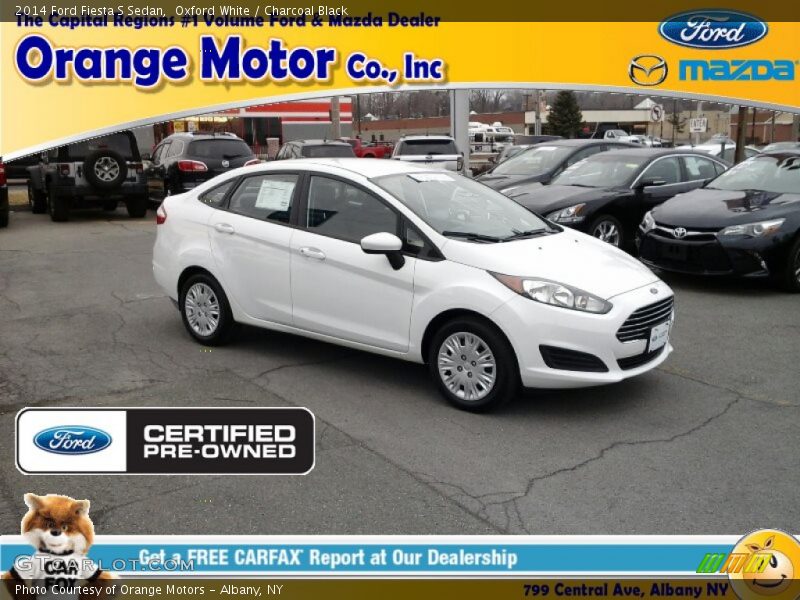Oxford White / Charcoal Black 2014 Ford Fiesta S Sedan