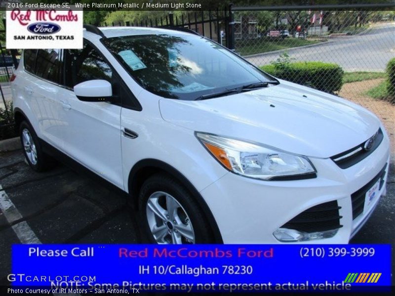 White Platinum Metallic / Medium Light Stone 2016 Ford Escape SE