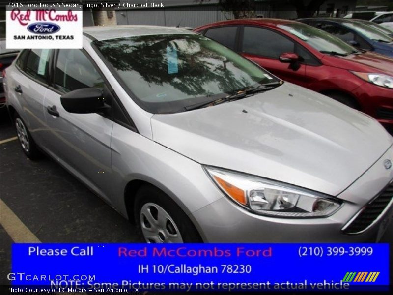 Ingot Silver / Charcoal Black 2016 Ford Focus S Sedan