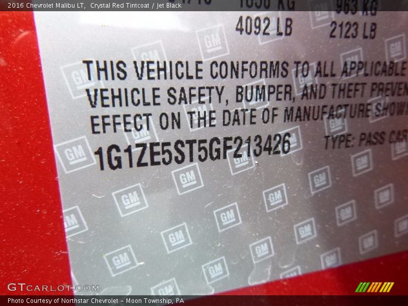 Crystal Red Tintcoat / Jet Black 2016 Chevrolet Malibu LT