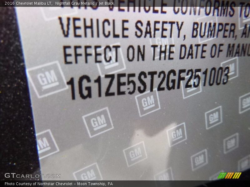 Nightfall Gray Metallic / Jet Black 2016 Chevrolet Malibu LT