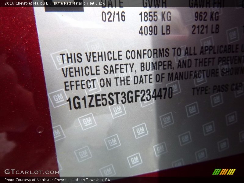 Butte Red Metallic / Jet Black 2016 Chevrolet Malibu LT