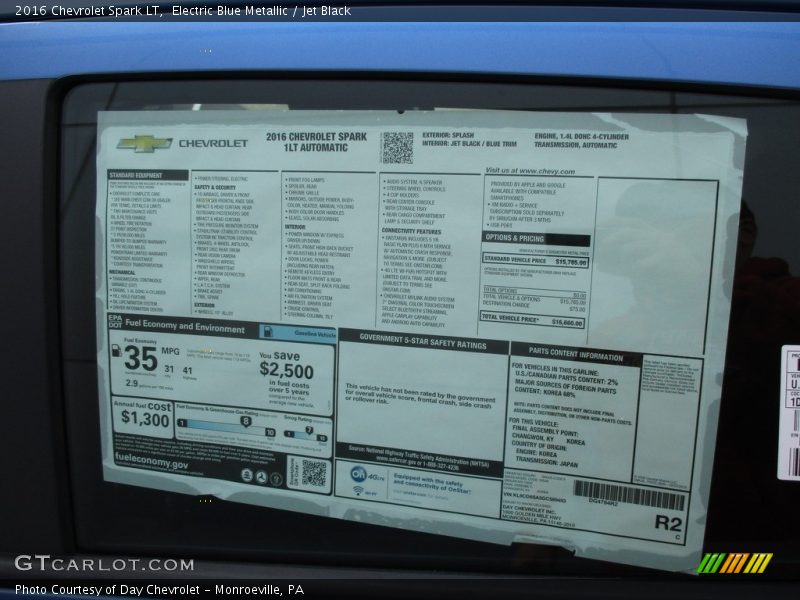 Electric Blue Metallic / Jet Black 2016 Chevrolet Spark LT