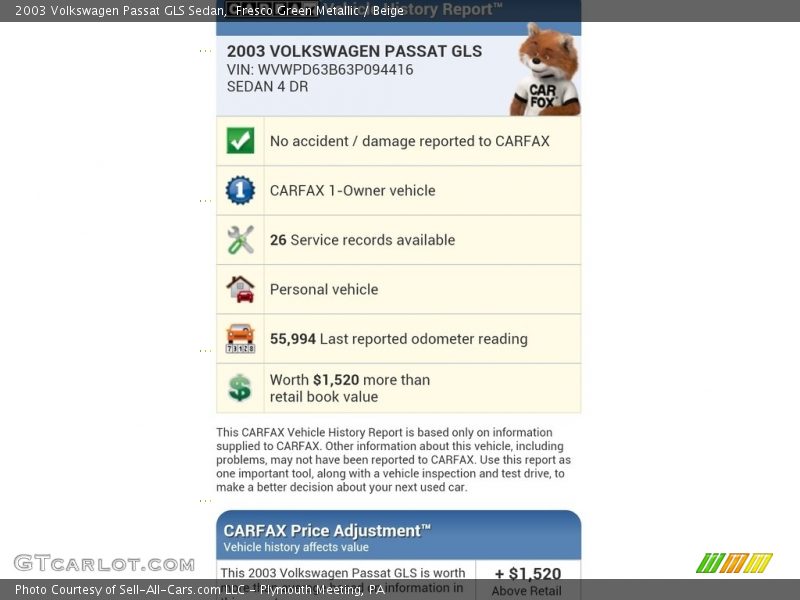 Fresco Green Metallic / Beige 2003 Volkswagen Passat GLS Sedan