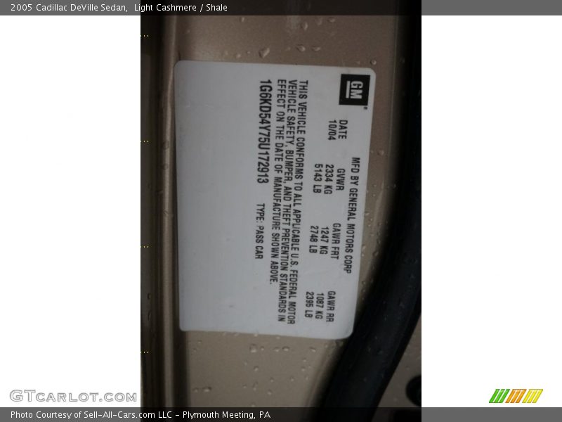 Light Cashmere / Shale 2005 Cadillac DeVille Sedan