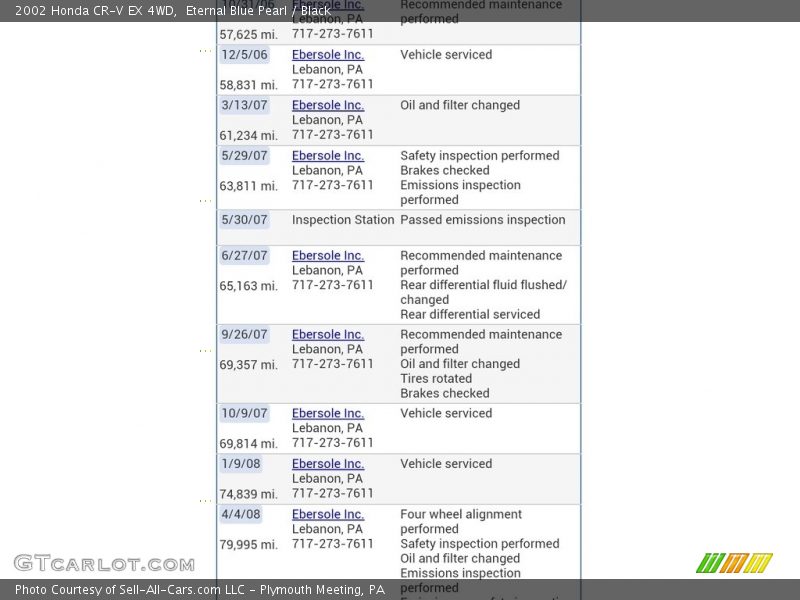 Eternal Blue Pearl / Black 2002 Honda CR-V EX 4WD