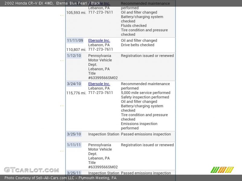 Eternal Blue Pearl / Black 2002 Honda CR-V EX 4WD