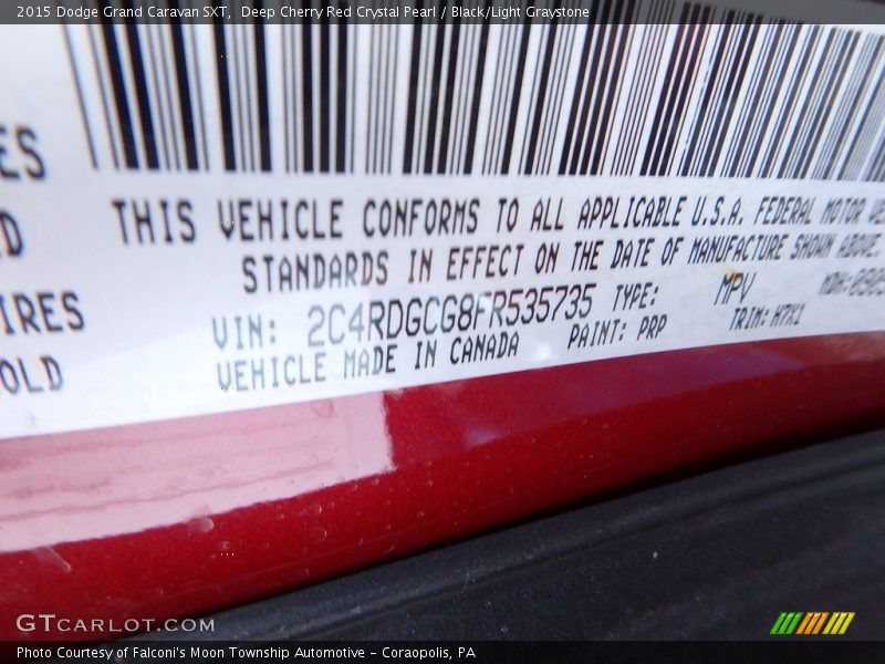 Deep Cherry Red Crystal Pearl / Black/Light Graystone 2015 Dodge Grand Caravan SXT