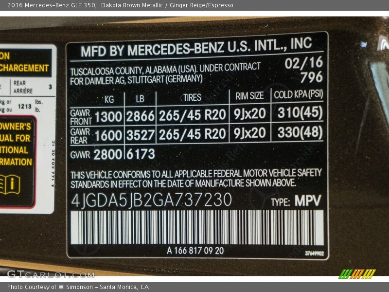 Dakota Brown Metallic / Ginger Beige/Espresso 2016 Mercedes-Benz GLE 350